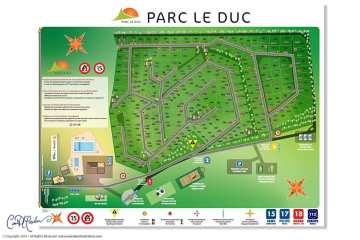Camping Grounds Map and Site plan with Icons and Pictograms
