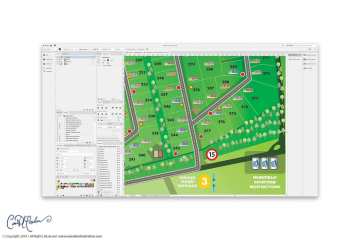 Camping Grounds Map and Site plan with Icons and Pictograms