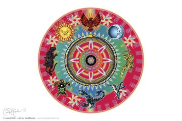 wheel of life with animals - mandala - vector art