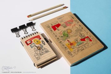 sketchbook and drawing pad with artwork