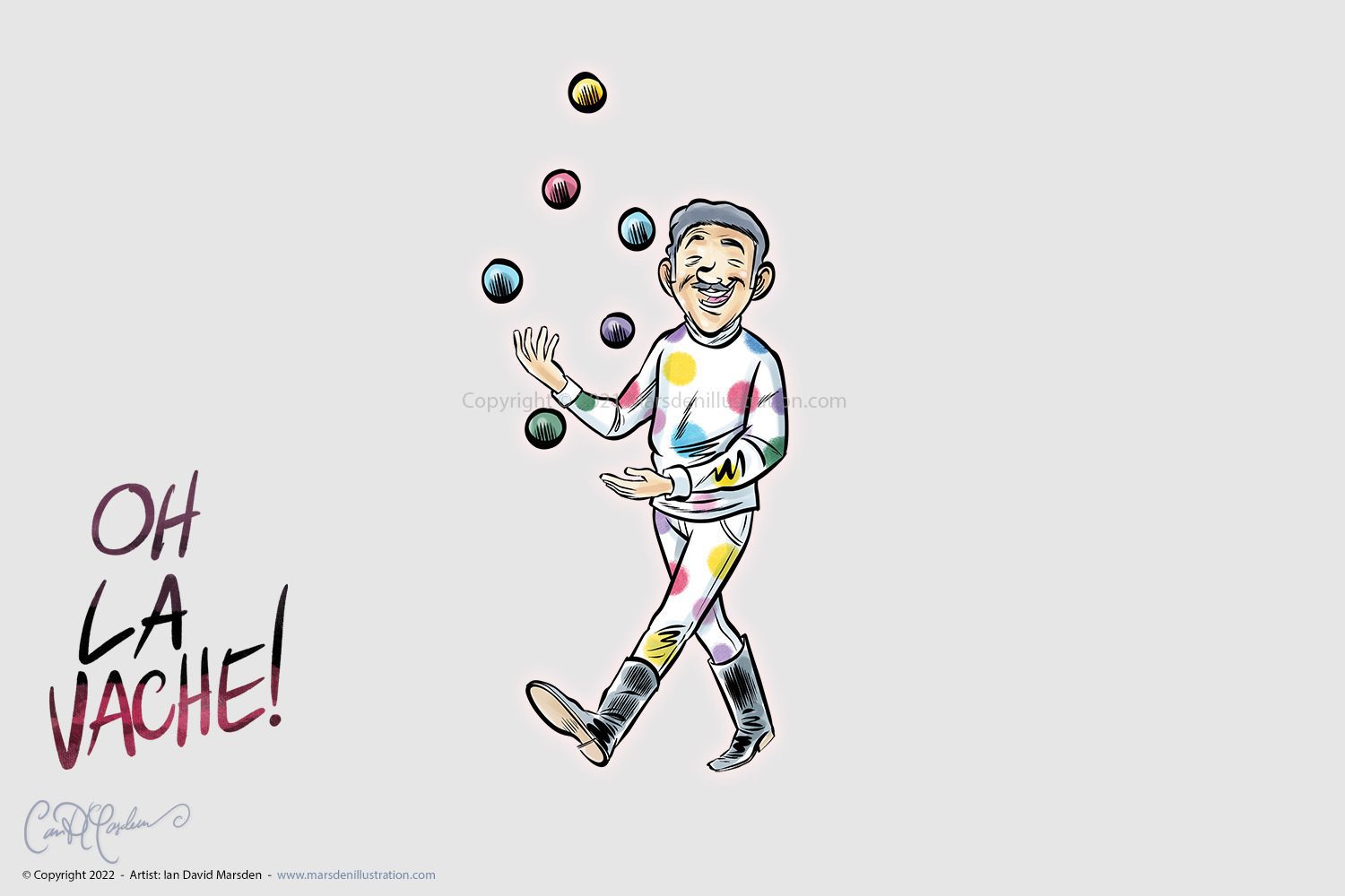 Illustration de bande dessinée d'un jongleur souriant et coloré  affiches et d'illustrations pour le Carnaval 2022