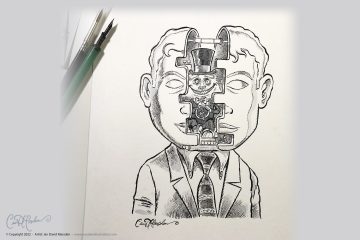Pen and ink on paper cartoon art