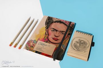 Famous Artist Caricatures - Frida Kahlo on Sketchbook Cover