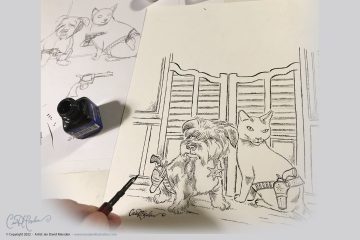 Custom Pet Portrait Cartoon from Photographs - original artwork