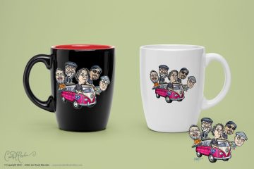 Band Portrait Cartoon printed on mugs