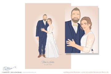 Simple Clean vector artwork for wedding from photographs