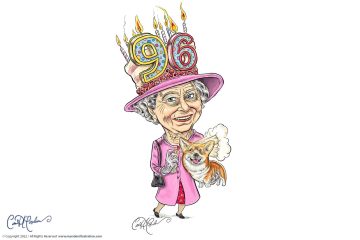 Queen Elizabeth 96th Birthday - caricature portrait