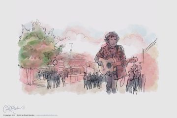 Musician at Market - Digital Sketch