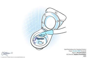 Henkel - Explainer Illustration - brushing toilet