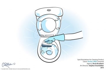 Henkel - Explainer Illustration - brushing toilet