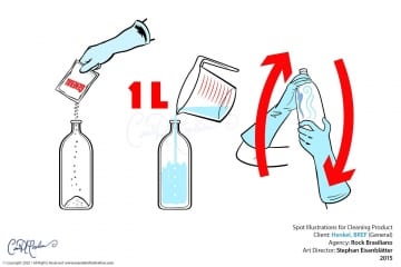 Henkel - Explainer Illustration - mixing powder in 1L of water