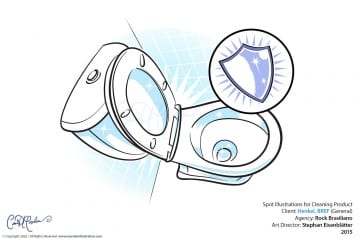 Henkel - Explainer Illustration - dirt and bacteria shield in toilet