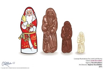Lindt Concept Illustrations - Chocolate Santas