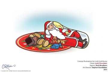 Lindt Concept Illustrations - relaxing santa claus