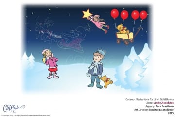 Lindt Concept Illustrations - Christmas Night Scene - Packaging concept