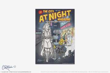 Retro Film Noir movie poster characters and robot