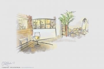 Restaurant interior - Illustrations for Wine Labels and advertising