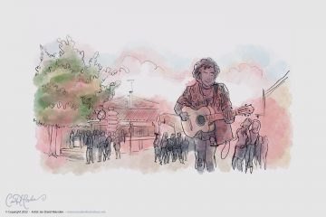 Musician at Market - Illustrations for Wine Labels and advertising