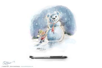 Ballpoint pen snow bear drawing