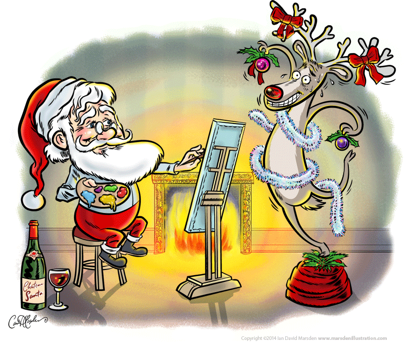 Animated Santa Claus and Rudolph Cartoon