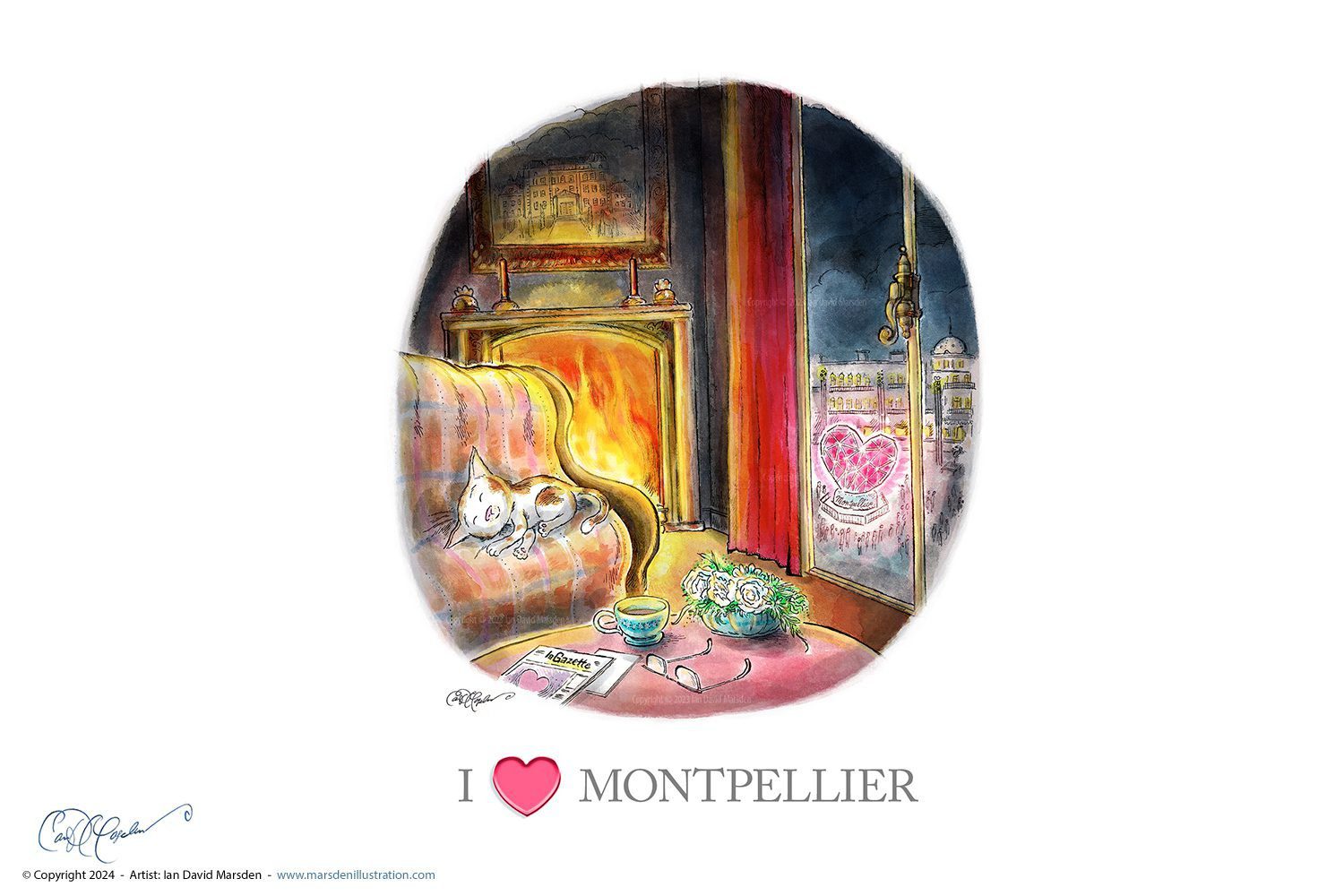 I love Montpelier - Dessin par illustrateur Ian David Marsden